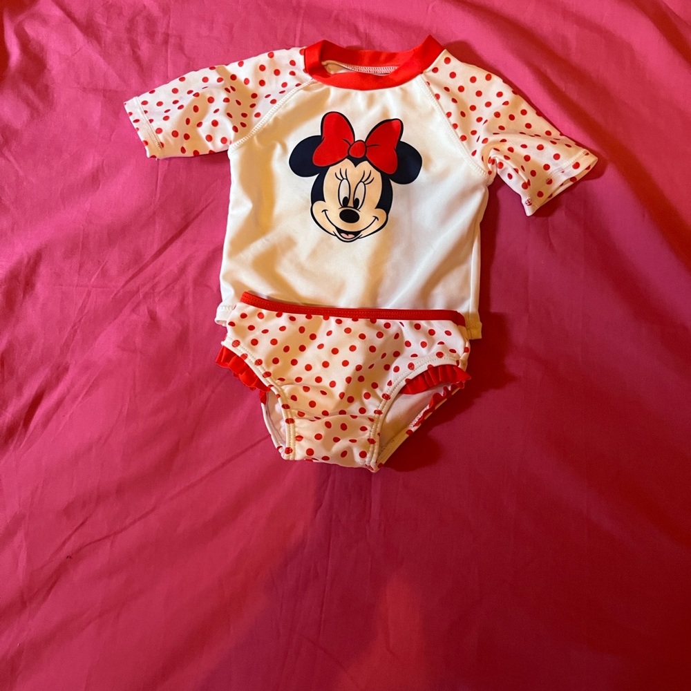 Disney Baby Red and White Polka Dot Outfit